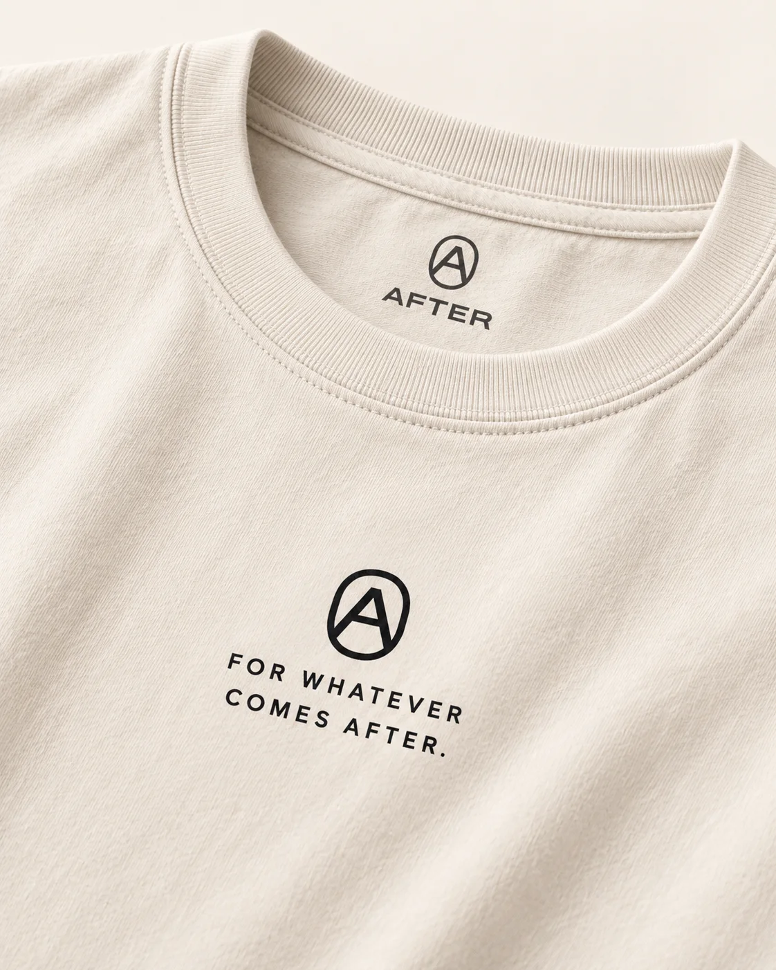 The Everyday Tee in Chalk, print detail view — AFTER, Bengaluru