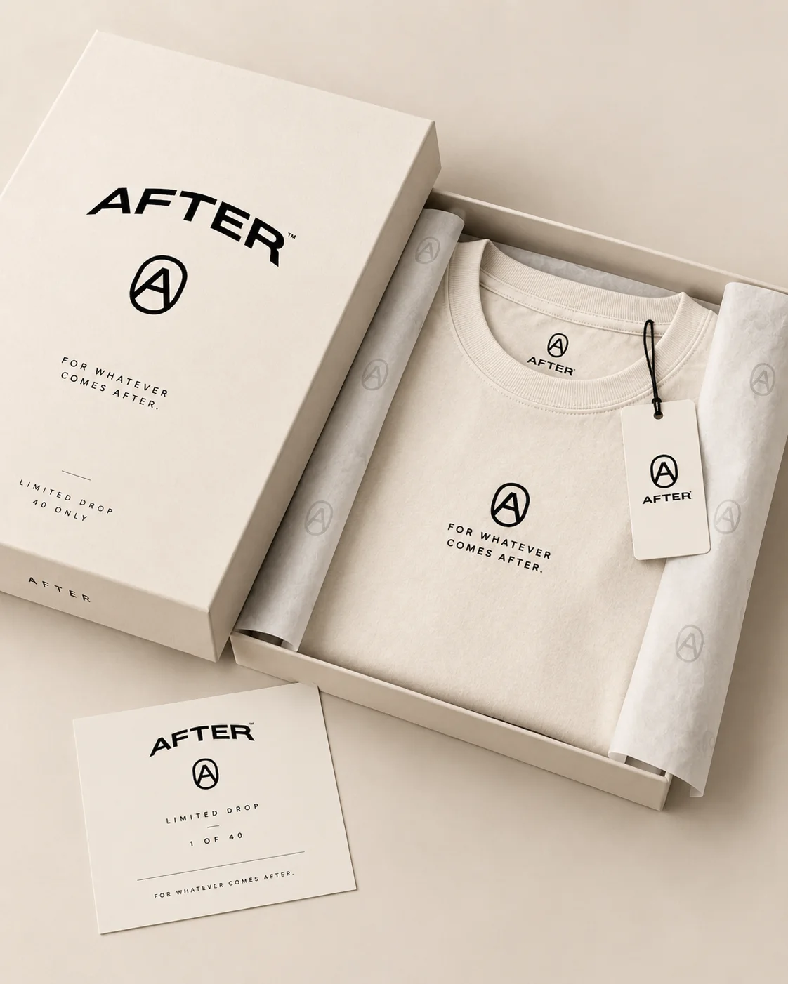 The Everyday Tee in Chalk, packaging view — AFTER, Bengaluru