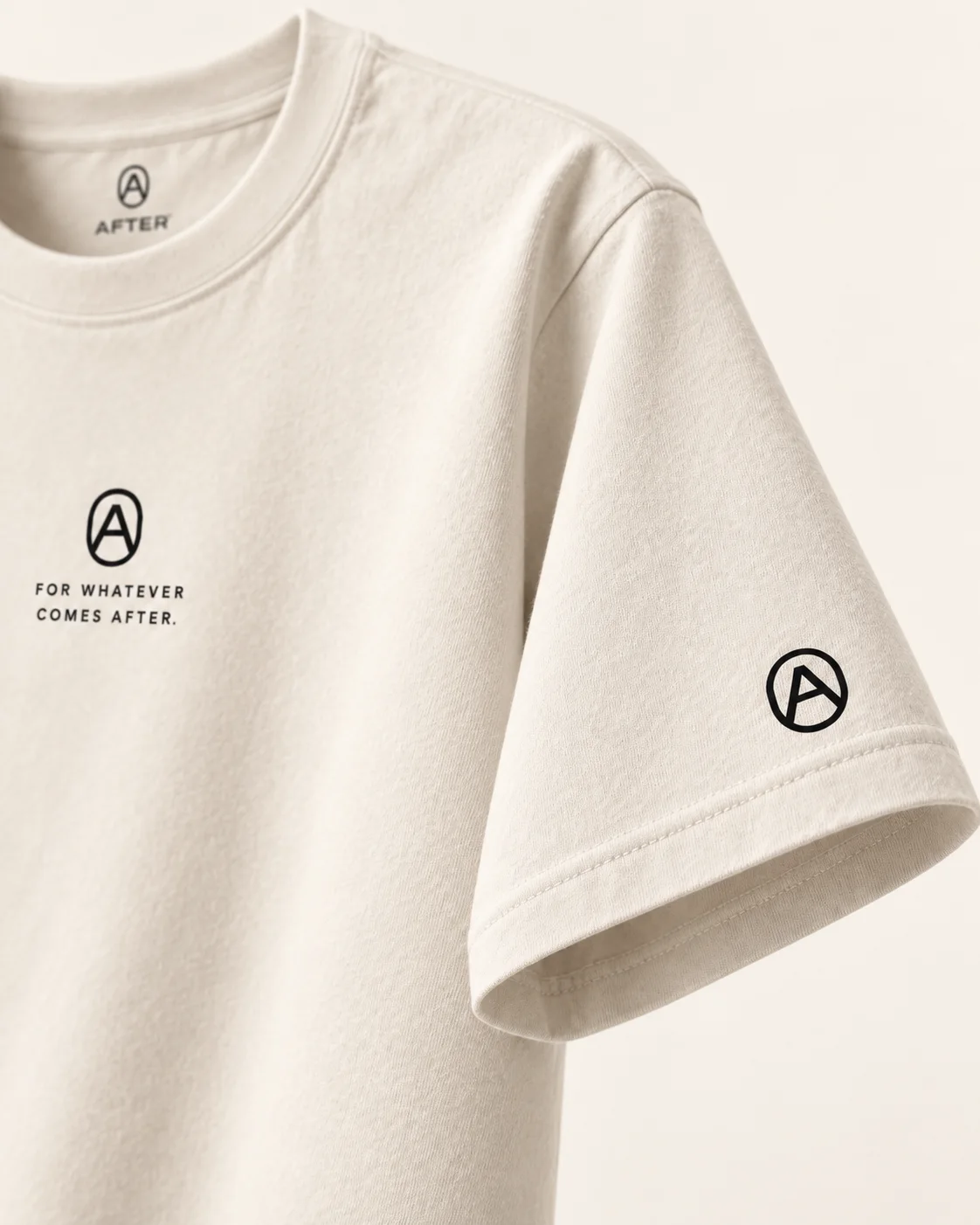The Everyday Tee in Chalk, sleeve view — AFTER, Bengaluru